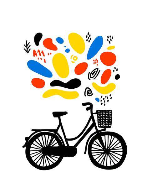 Постер Велосипед, весёлая графика