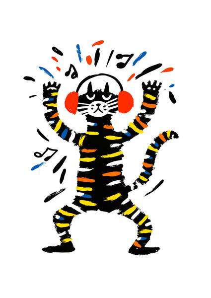 Постер Танцы кота, весёлая графика