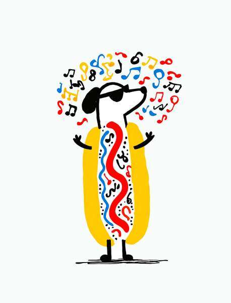 Постер Хот дог, весёлая графика