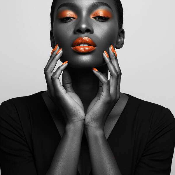 Постер Модель, чб постер с цветными элементами