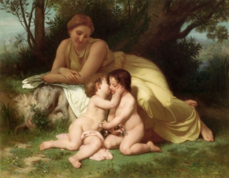 Постер (плакат) Женщина и дети. Адольф-Уильям Бугро