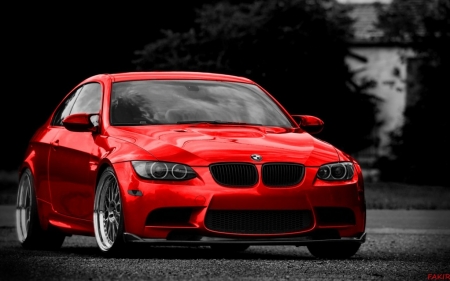 Постер (плакат) Красная БМВ (BMW)