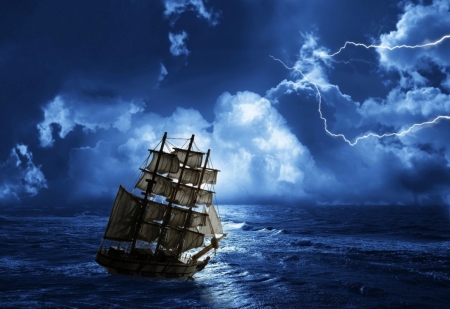 Постер (плакат) Корабль во время шторма