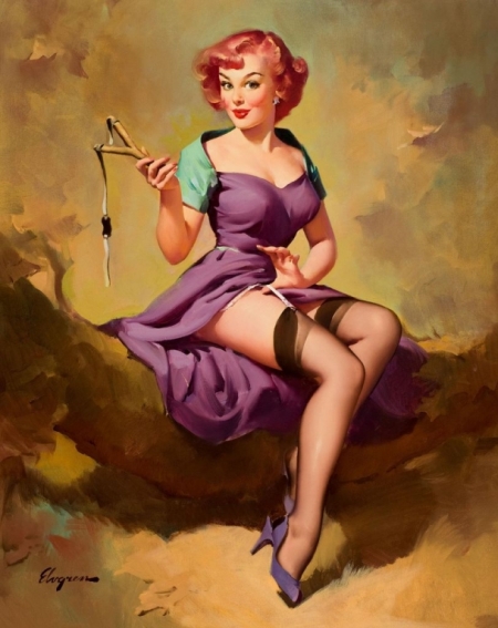 Постер (плакат) Девушка с рогаткой