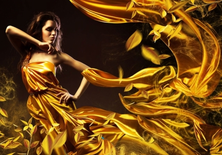 Постер (плакат) Девушка в желтом платье