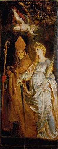 Постер (плакат) Altarpiece of Raising of Cross (Outer Wing Staints Catherine of Alexandria and Eligius)	
