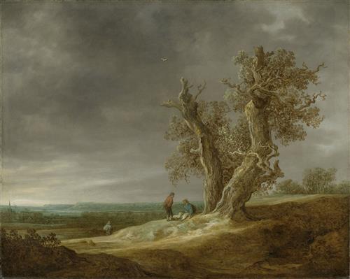 Постер (плакат) Landscape with two oaks
