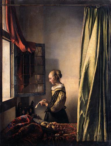 Постер (плакат) Girl Reading a Letter at an Open Window
