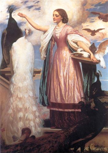 Постер (плакат) A Girl Feeding Peacocks

