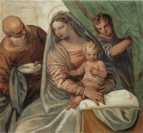 Постер (плакат) Мадонна кормящая Младенца похлебкой.Вилла Мазер
