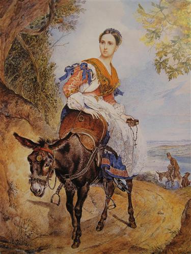 Постер (плакат) Ольга Ферзен на ослике	
