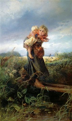 Постер (плакат) Дети, бегущие от грозы