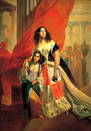 Постер (плакат) Портрет графини Ю. П. Самойловой, удаляющейся с бала с приемной дочерью	
