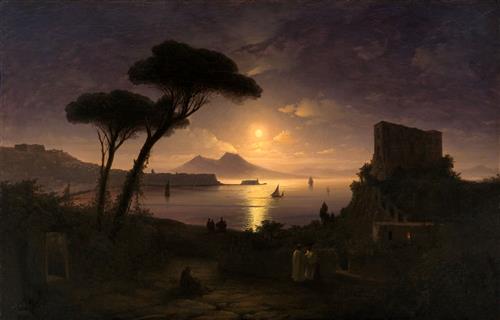 Постер (плакат) Неаполитанский залив в лунную ночь	
