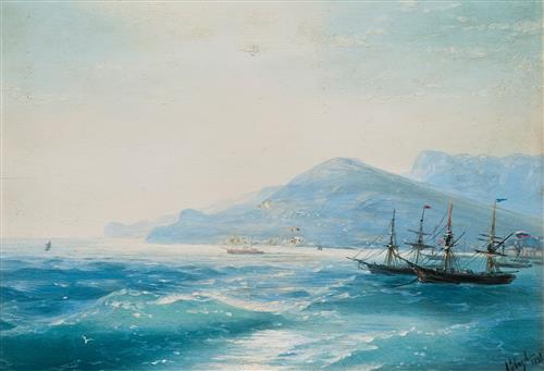 Постер (плакат) Корабли недалеко от побережья 1886	
