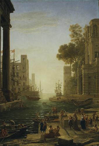 Постер (плакат) Landscape with the Embarkment of Saint Paula Romana in Ostia 1639-1640
