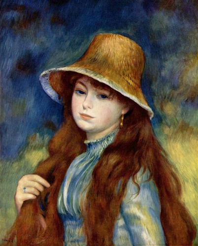 Постер (плакат) Young Girl in a Straw Hat
