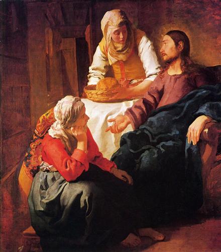 Постер (плакат) Христос в доме Марии и Марфы (1665).
