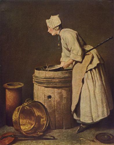 Постер (плакат) Frau, Geschirr Scheuernd
