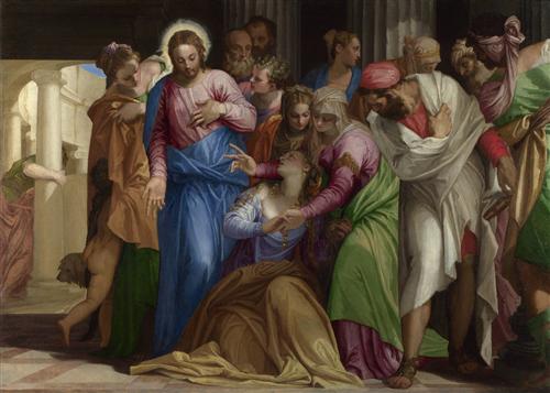 Постер (плакат) Christ addressing a Kneeling Woman
