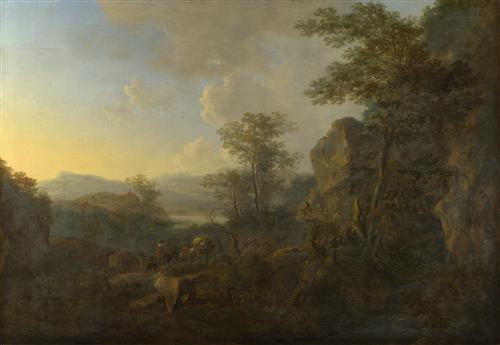 Постер (плакат) A Rocky Landscape with Peasants and Pack Mules
