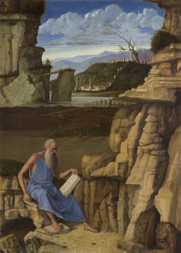 Постер (плакат) Saint Jerome reading in a Landscape
