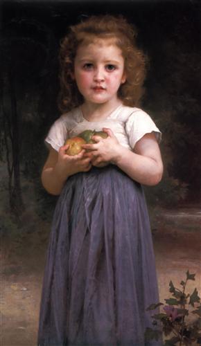 Постер (плакат) Petite Fille Tenant des Pommes Dans Les Mains
