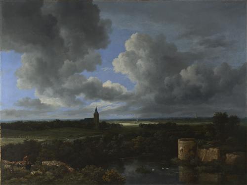 Постер (плакат) A Landscape with a Ruined Castle and a Church
