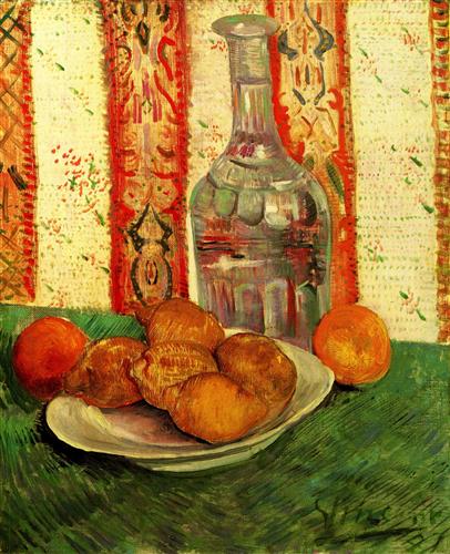 Постер (плакат) Still Life with Decanter and Lemons on a Plate
