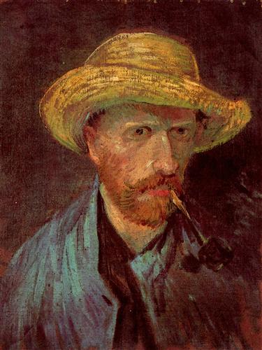 Постер (плакат) Self-Portrait with Straw Hat and Pipe
