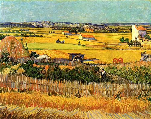 Постер (плакат) Harvest at La Crau, with Montmajour in the Background
