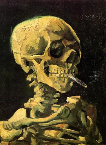 Постер (плакат) Skull with Burning Cigarette
