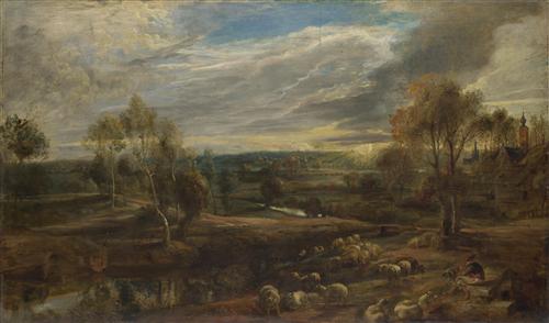 Постер (плакат) A Landscape with a Shepherd and his Flock