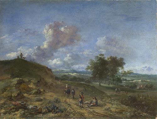 Постер (плакат) A Landscape with a High Dune and Peasants on a Road
