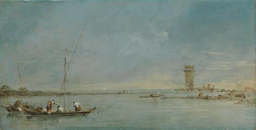 Постер (плакат) View of the Venetian Lagoon with the Tower of Malghera
