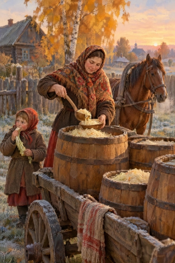 Постер Бочки под первым инеем