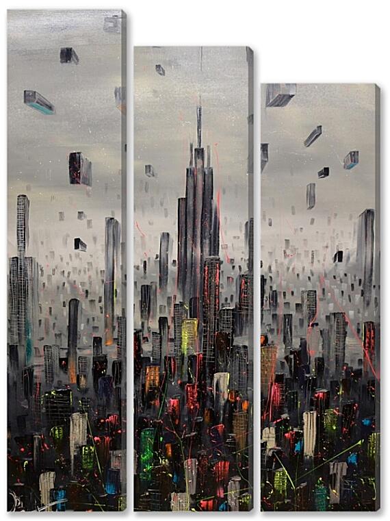Модульная картина - Город в невесомости
