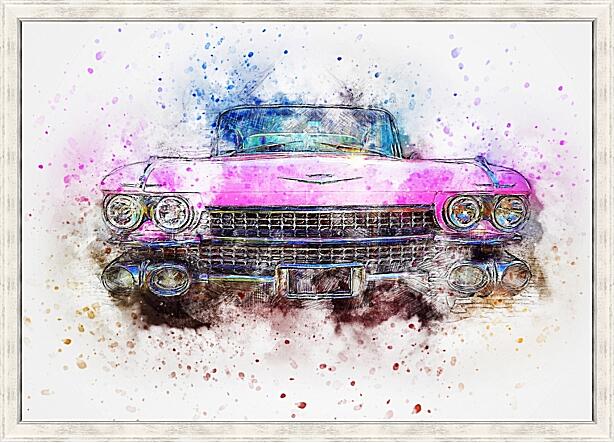 Картина - Розовый ретро авто
