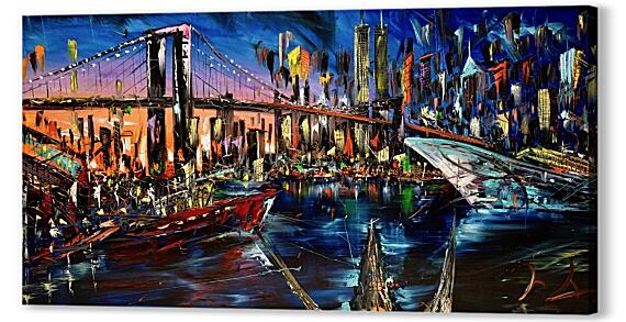 Картина маслом - Мост Нью-Йорк