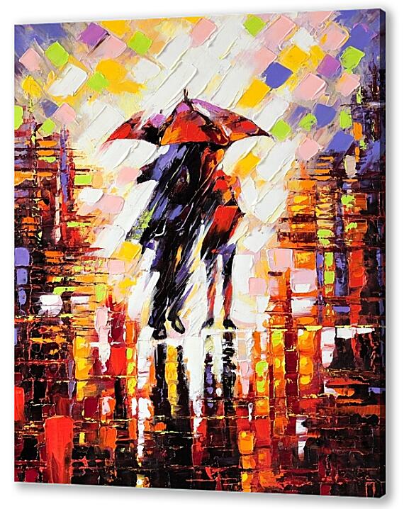 Картина маслом - Пара под зонтом