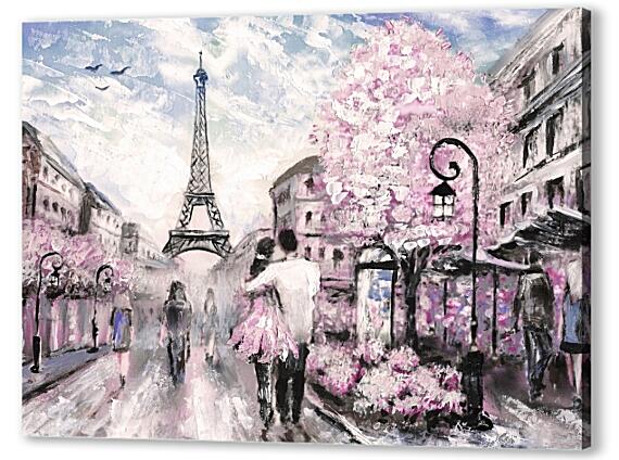 Картина маслом - Париж двое влюблённых