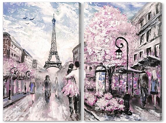 Модульная картина - Париж двое влюблённых