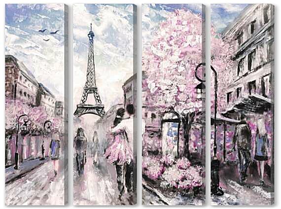 Модульная картина - Париж двое влюблённых