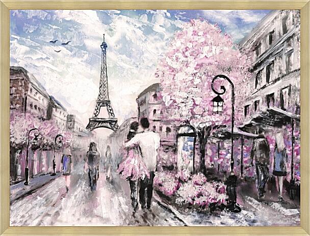 Картина - Париж двое влюблённых