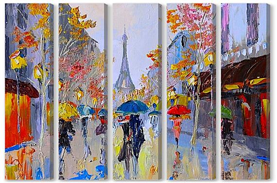 Модульная картина - Париж зонты