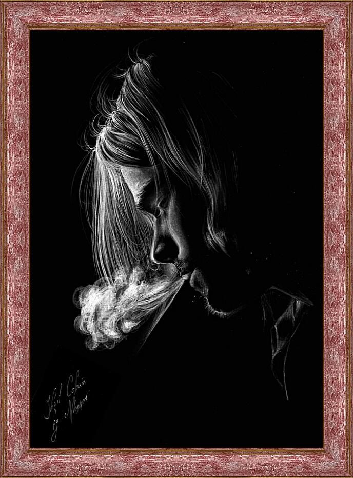 Картина - Курт Кобейн выдыхает дым