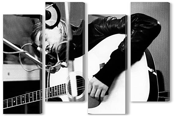 Модульная картина - Курт Кобейн с гитарой черно-белое