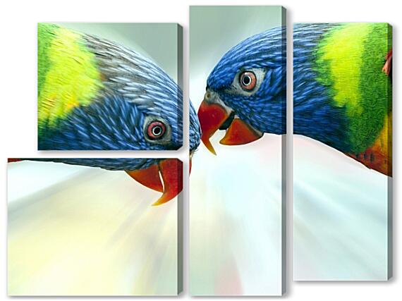 Модульная картина - Попугай разноцветный