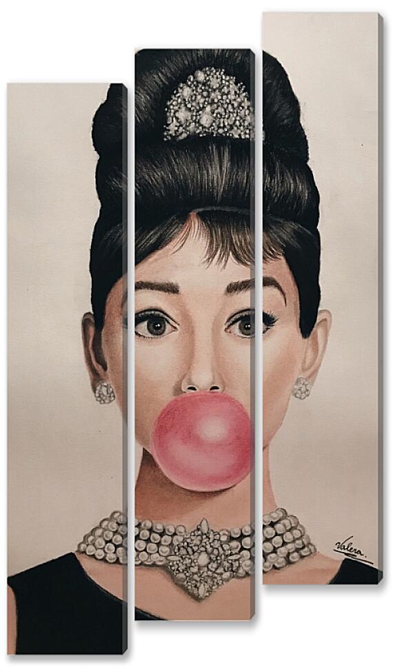 Модульная картина - Одри Хепберн с жвачкой