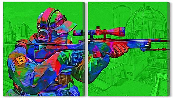 Модульная картина - CS GO Green